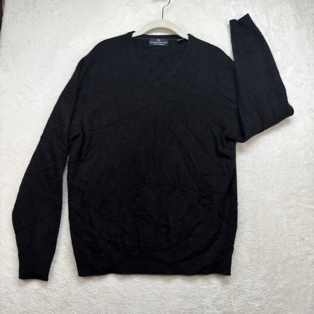 hart schaffner marx men's Black Cashmere V-Neck Sweater XL